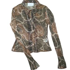 Button down sheer design shirt with bell sleeves